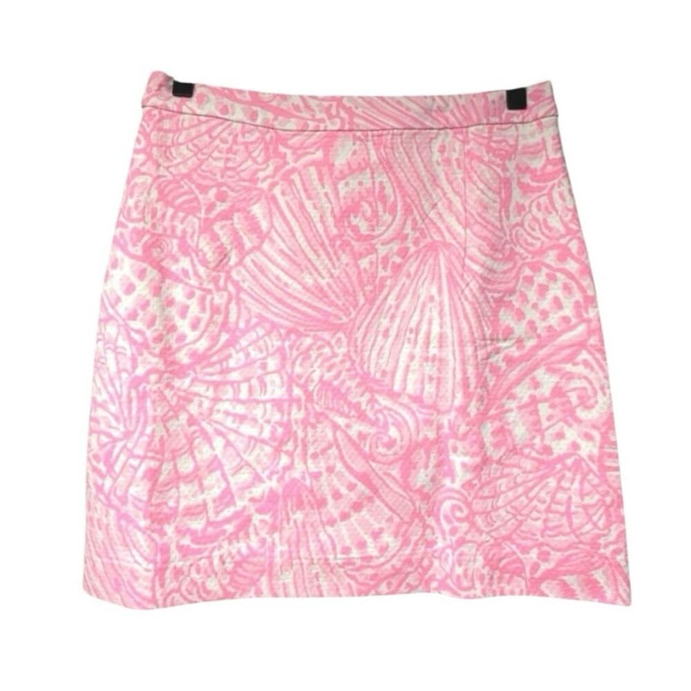 Lilly Pulitzer Pelican Pink Adeline Skirt Size 4 Short Lined Shell Print Preppy
